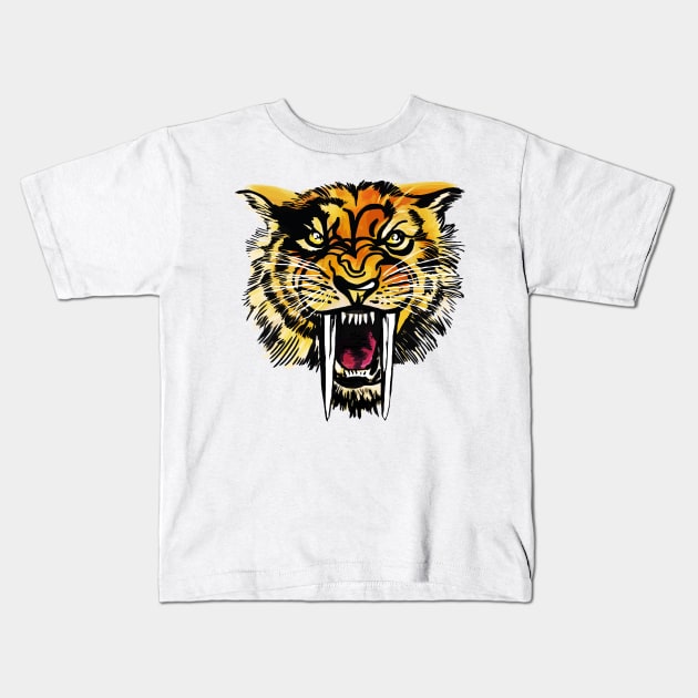 Saber-Tooth Tiger Kids T-Shirt by russodesign